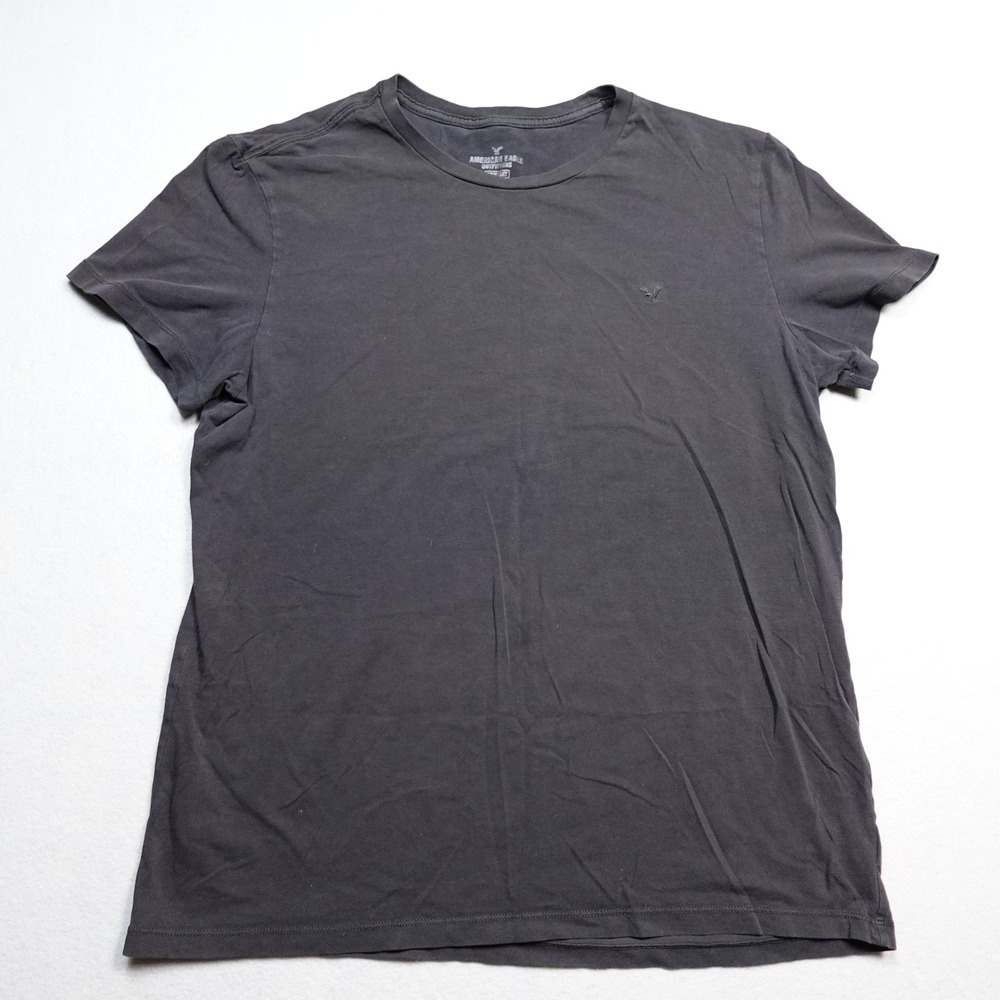 American Eagle T-Shirt Men Large Grey Core Flex Classic Fit Short Sleeve Logo